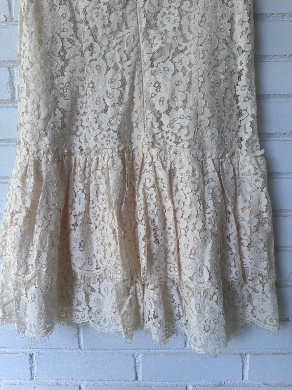 LOFT Cream Lace Cap Sleeve Drop-Waist Dress - Picture 6 of 12